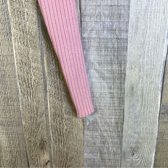 XS Ribbed V-Neck Front & V-Neck Back Cropped Knit Long Sleeve Sweater Top - Picture 3 of 6